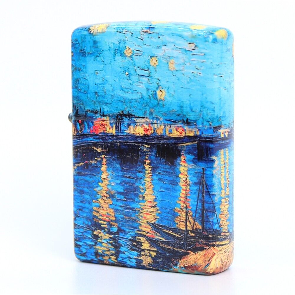 Zippo lighter Asia 360 custom / Gogh Starry Night over the Rhone/ Free 3 Gifts