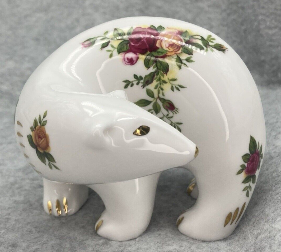 Vintage Royal Albert Bear Figurine Old Country Roses Porcelain England
