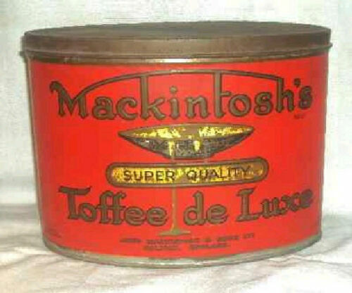 VINTAGE Old TIN LITHO BOX MACKINTOSH\'S CHOCOLATE TOFFEE RARE COLLECTIBLE 1960 ##