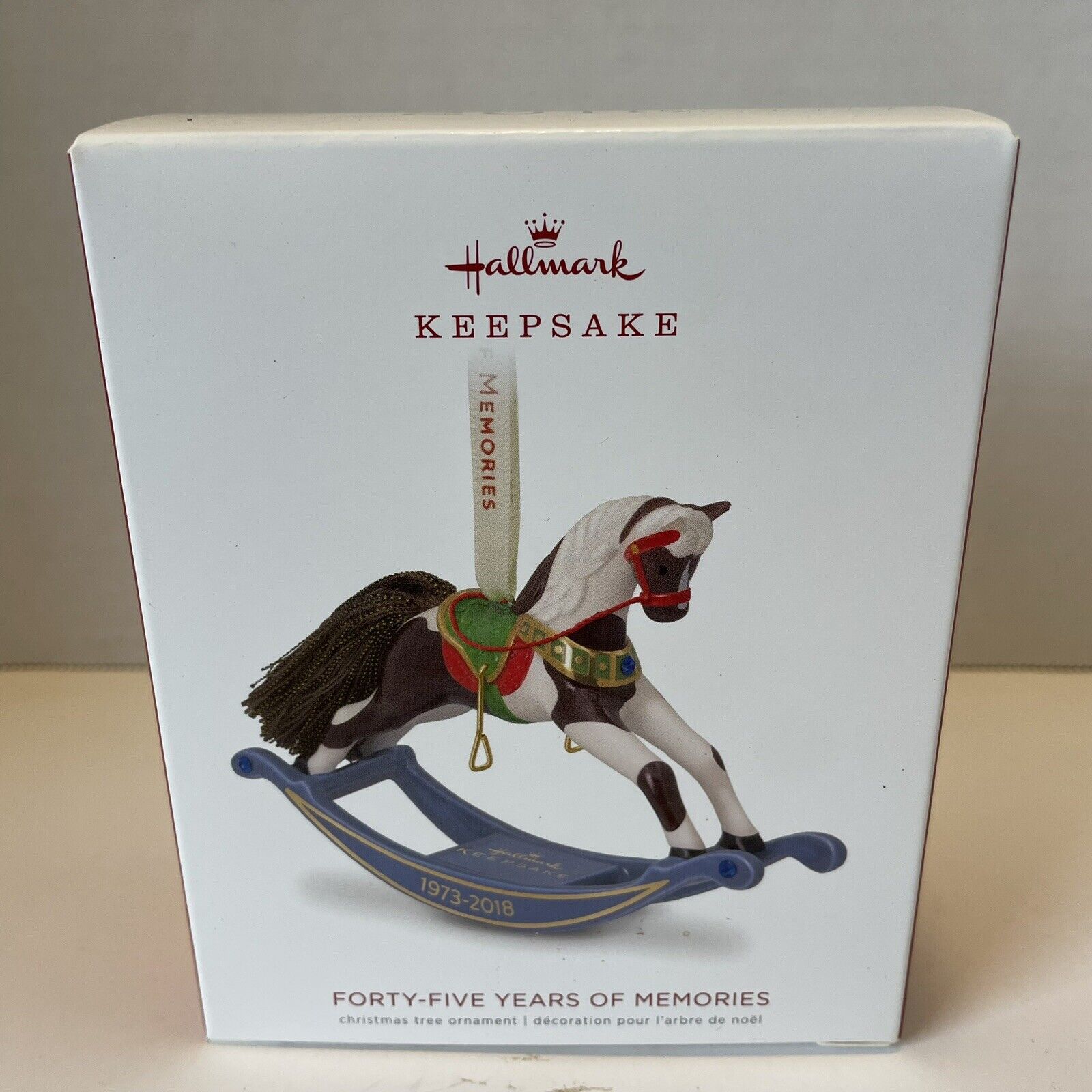 2018 Hallmark Porcelain Rocking Horse Ornament Forty-Five Years of Memories
