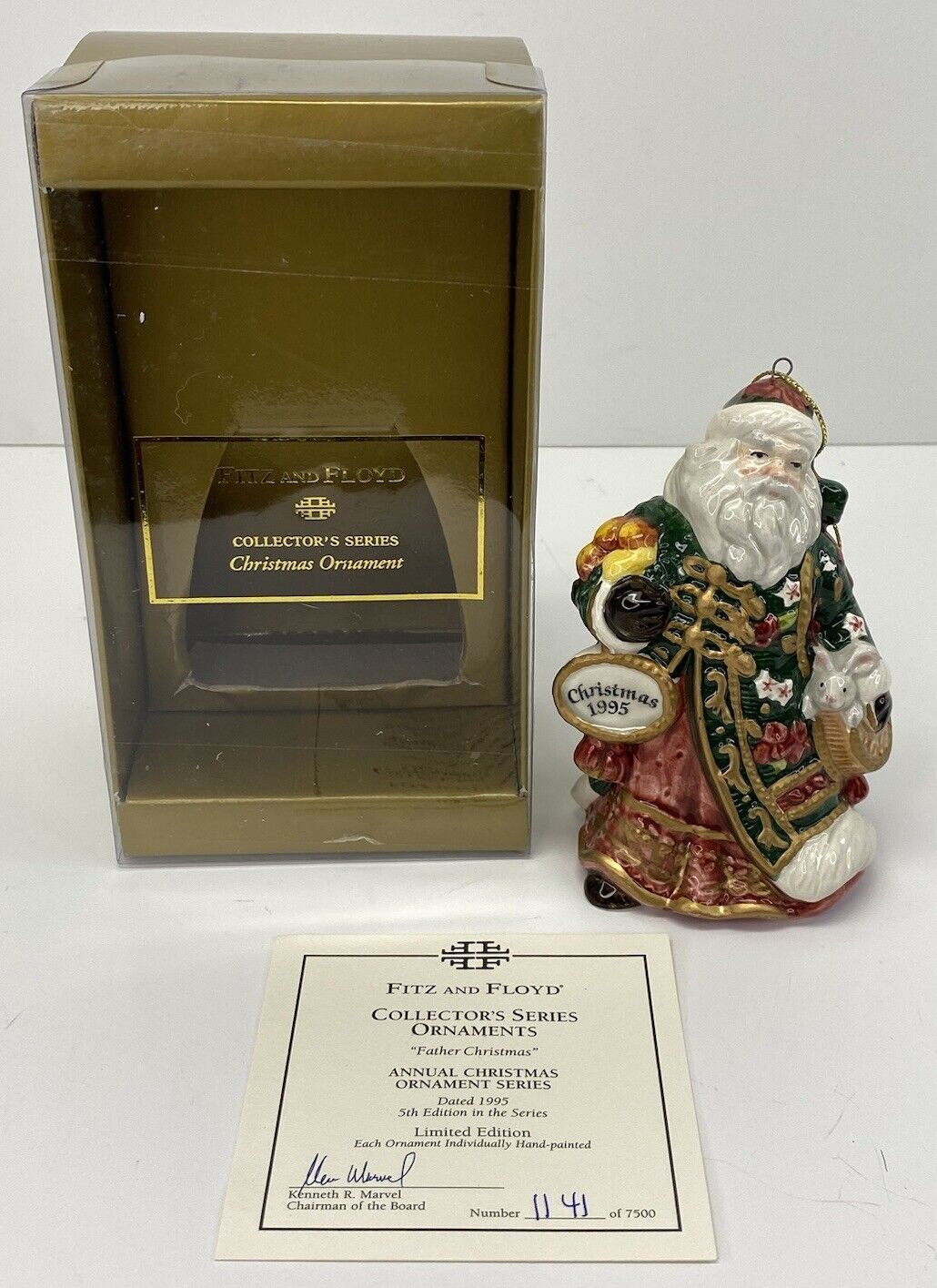 Fitz And Floyd 1995 Collectors Series Ornament- Father Christmas #1141 / 7500