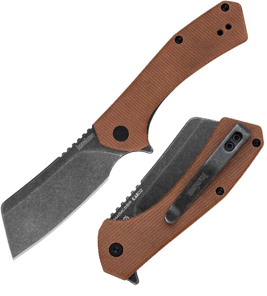 Kershaw Static Liner Folding Knife 2.88 D2 Tool Steel Blade Brown Micarta Handle