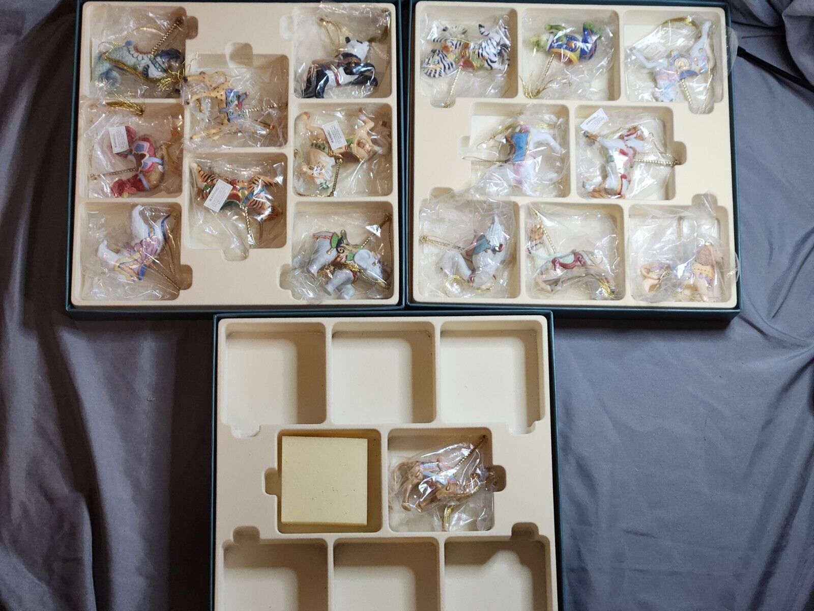 Vintage 1989 Lenox Carousel Christmas Ornaments 17piece With Box And Paperwork
