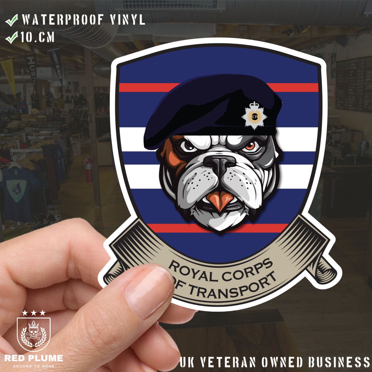 Royal Corps of Transport (RCT) TRF British Bulldog Vinyl Sticker - 10cm