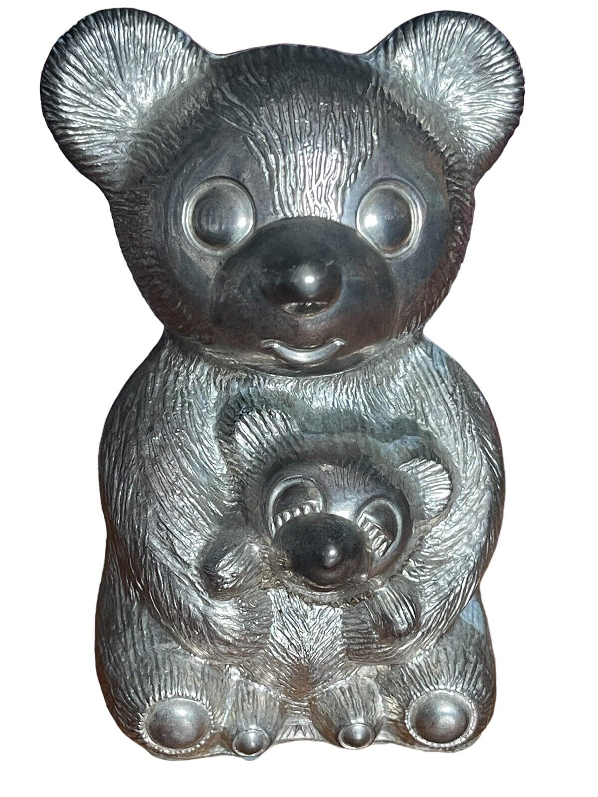 VTG Teddy Bear Piggy Bank Godinger Silver Plated Baby Grandchild Gift No Plug