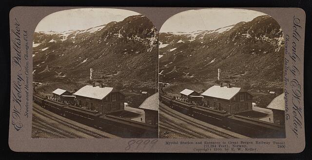 Norway Myrdal Station and entrance to Great Bergen Railway Tunnel - Old Photo