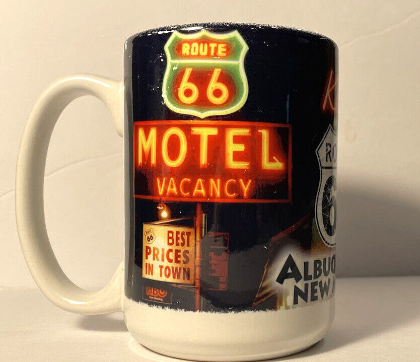 Coffee Cup  Route 66 Motel Vacancy Albuquerque, New Mexico 14 ounces Made USA