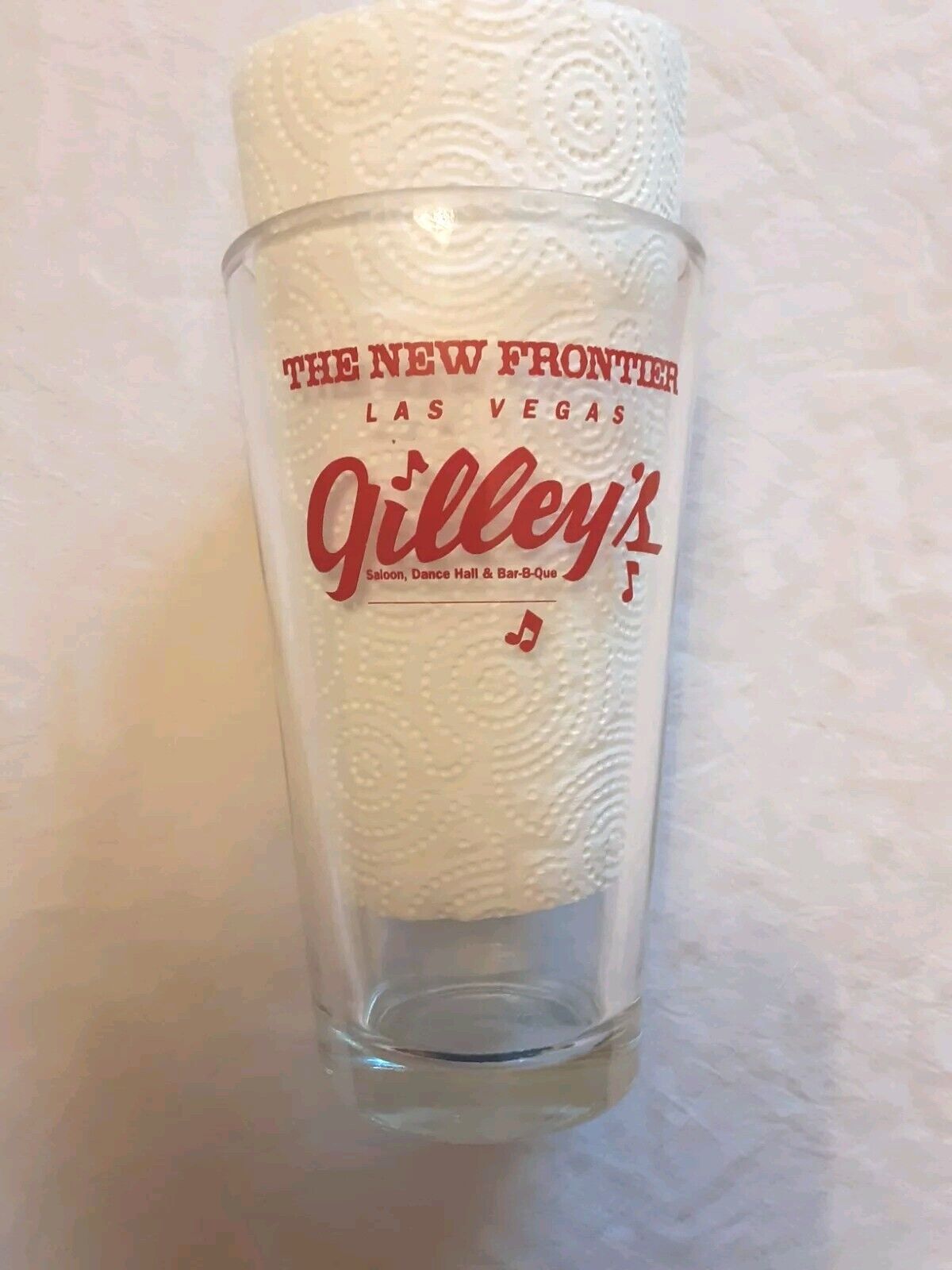 Vintage Gilley\'s Saloon~ New Frontier Hotel Las Vegas Glass~ Mickey Gilley