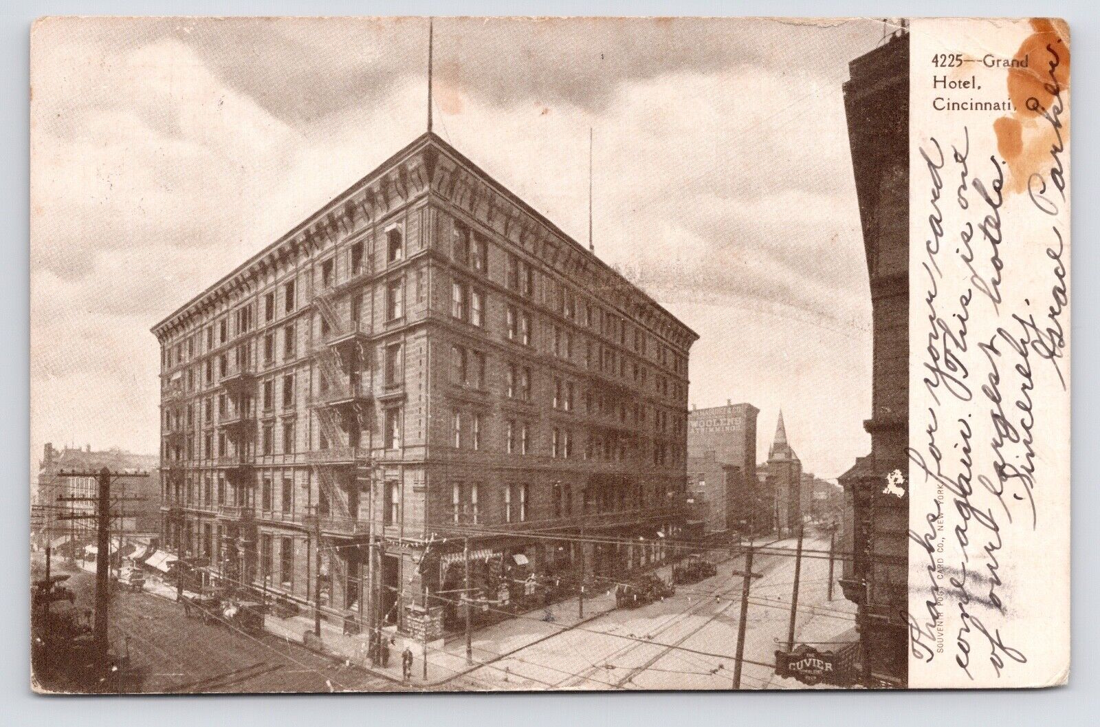 c1901 Grand Hotel Downtown Horse & Buggy Streets UDB Cincinnati Ohio OH Postcard