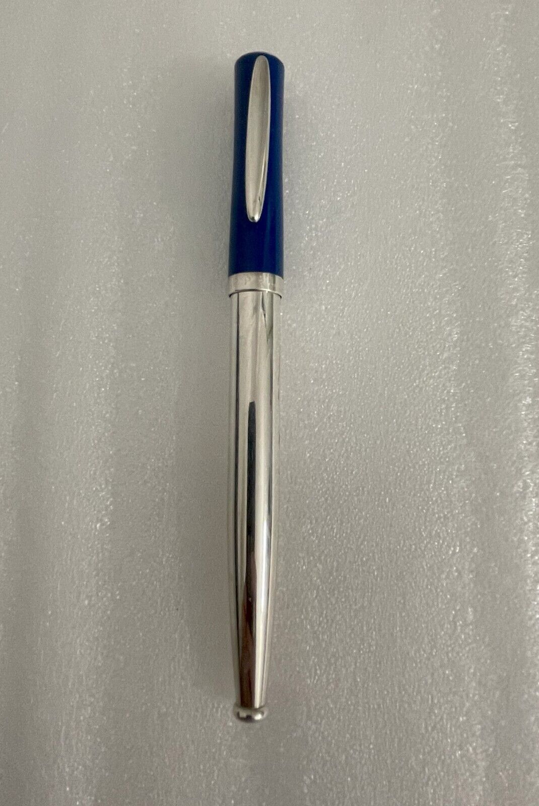 German Zeppelin Fountain Pen Silver Plated with Light Blue Cap
