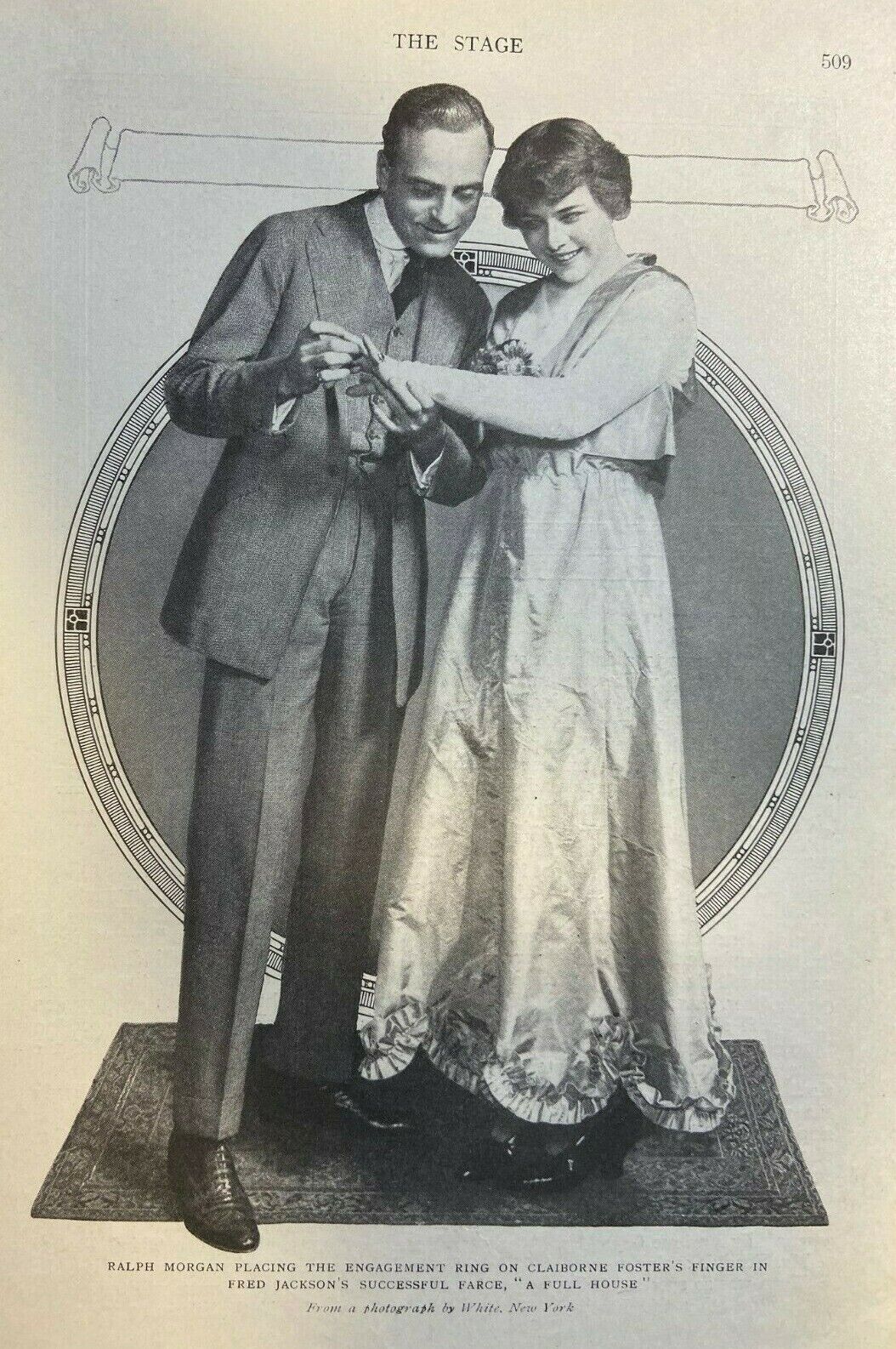 1915 Vintage Magazine Illustration Actors Ralph Morgan and Clairborne Foster