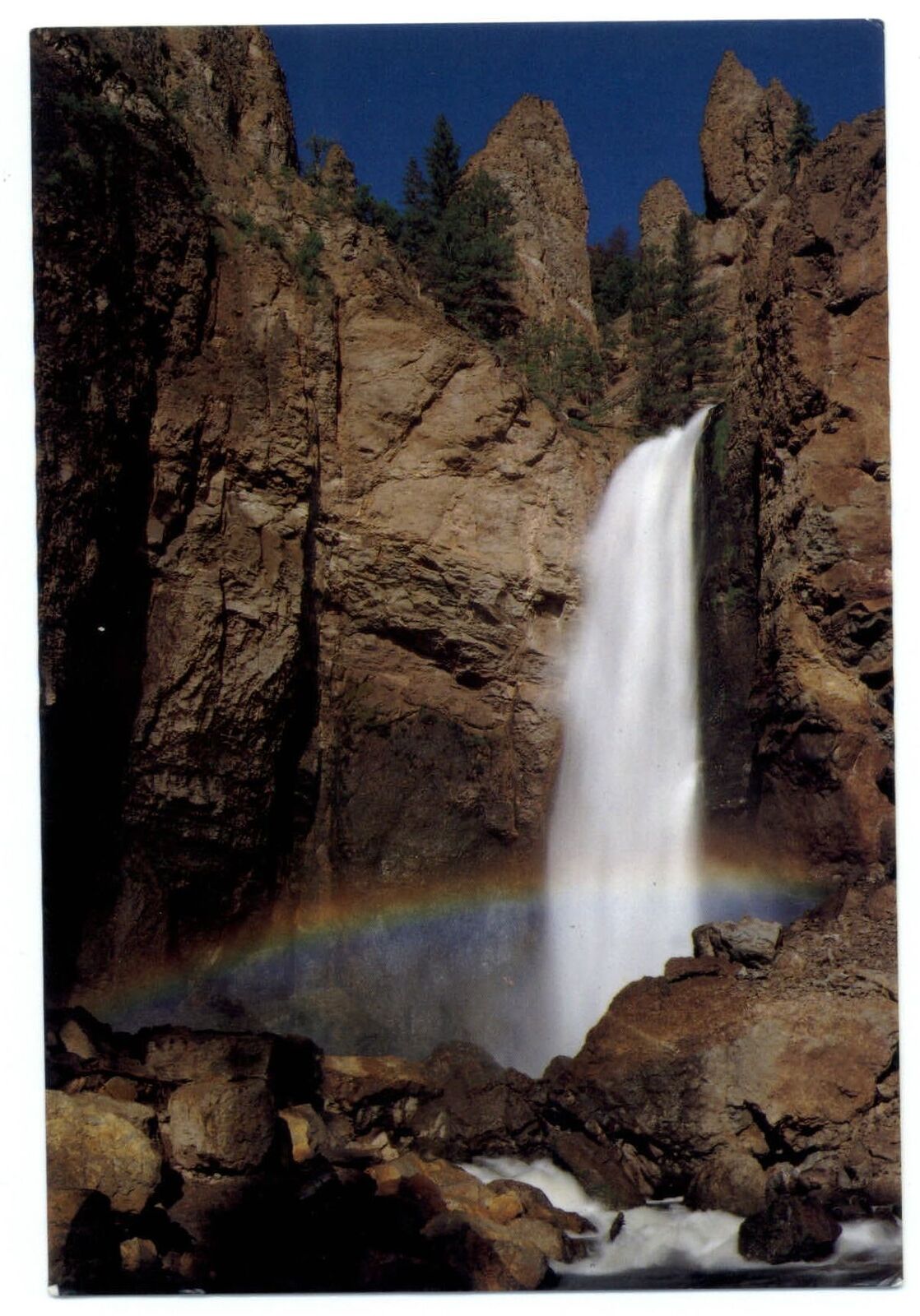 Wyoming Yellowstone Natl Park Tower Falls rainbow ~ unused postcard sku931