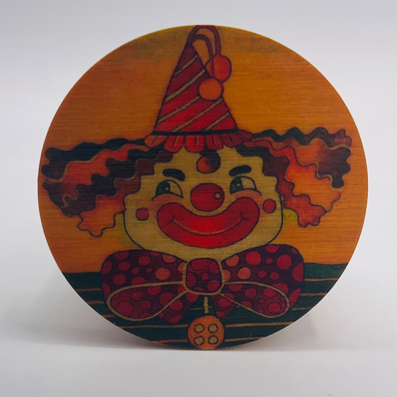 RARE Sevi CLOWN Italy Hand Painted Wooden TRINKET BOX 2 in Jewelry Stash Circus