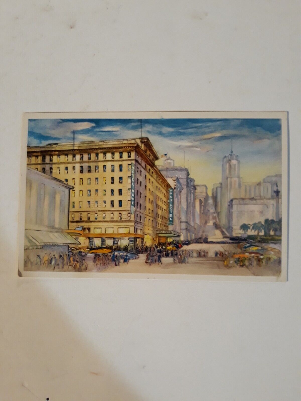 Manx Hotel Union Square San Francisco California artist rendering postcard Tub15