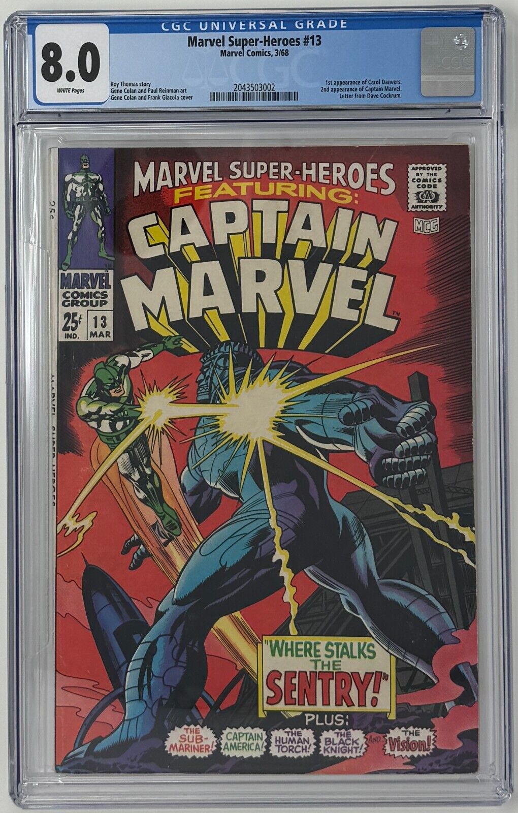 Marvel Super Heroes #13 CGC 8.0 1968 2nd app Captain Marvel