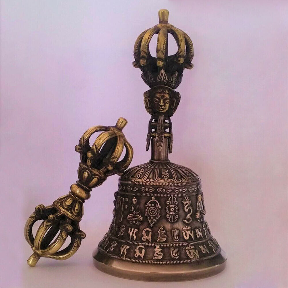 Bronze Tibetan Buddhism 9 Pronged Bell 7\