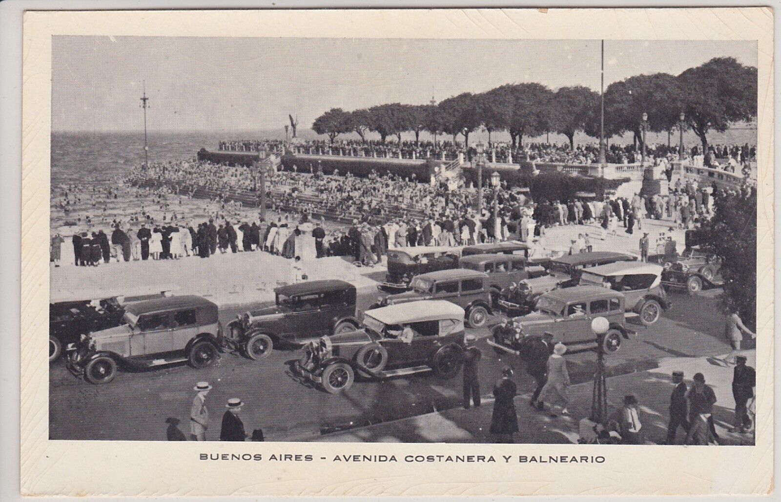 Buenos Aires, Argentina. Avda Costanera y Balneario Vintage Real Photo Postcard