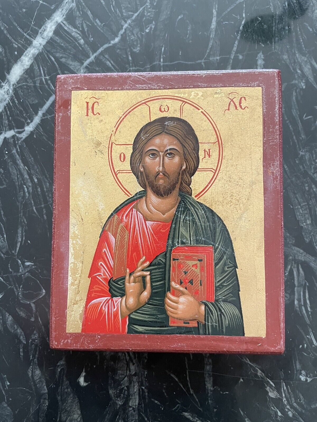 Hand-Painted Greek Orthodox Icon of Jesus Christ the Lightgiver