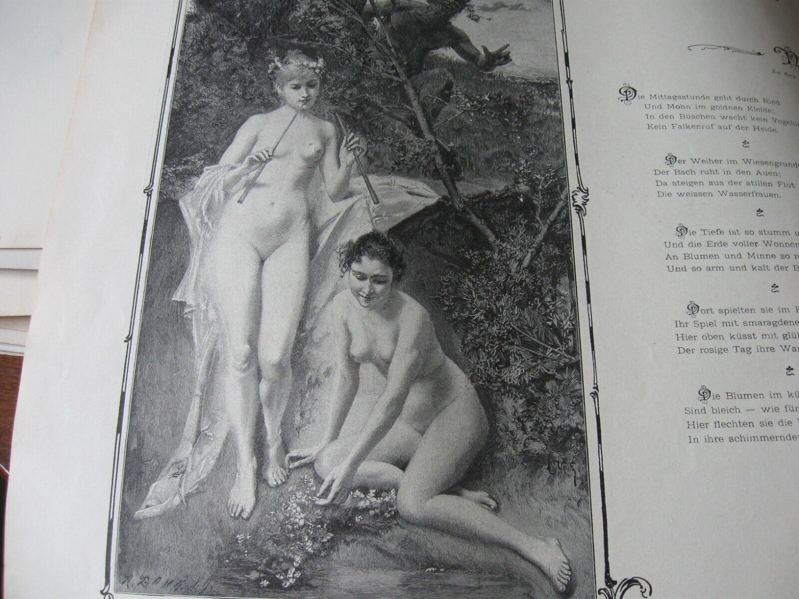 1898 Art Print - FAIRY NYMPH Poem Poetry NUDE GIRLS w SATYR