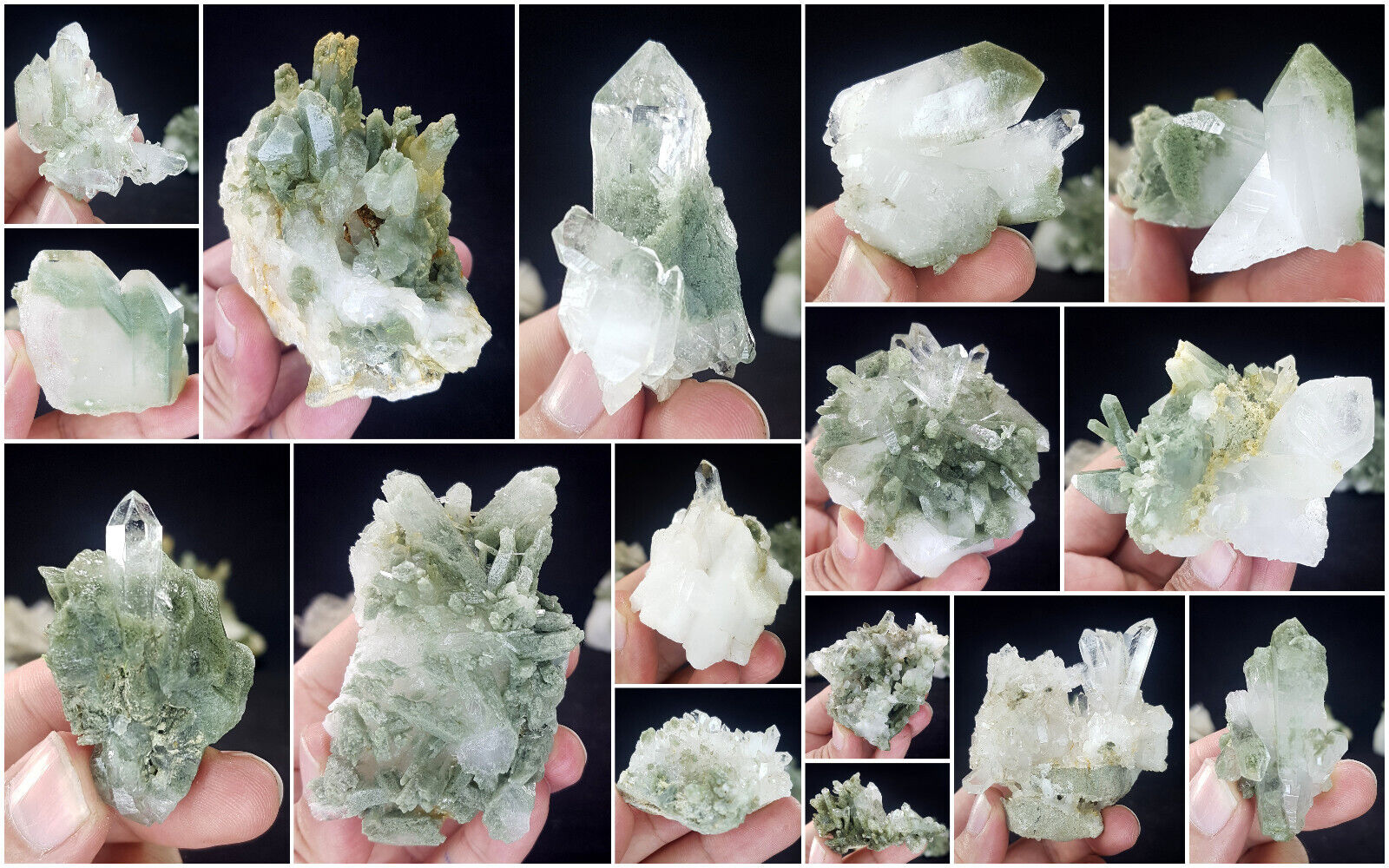 Natural Stunning Lot of Chlorite Quartz Crystals Specimens 16Pcs 1.4kg
