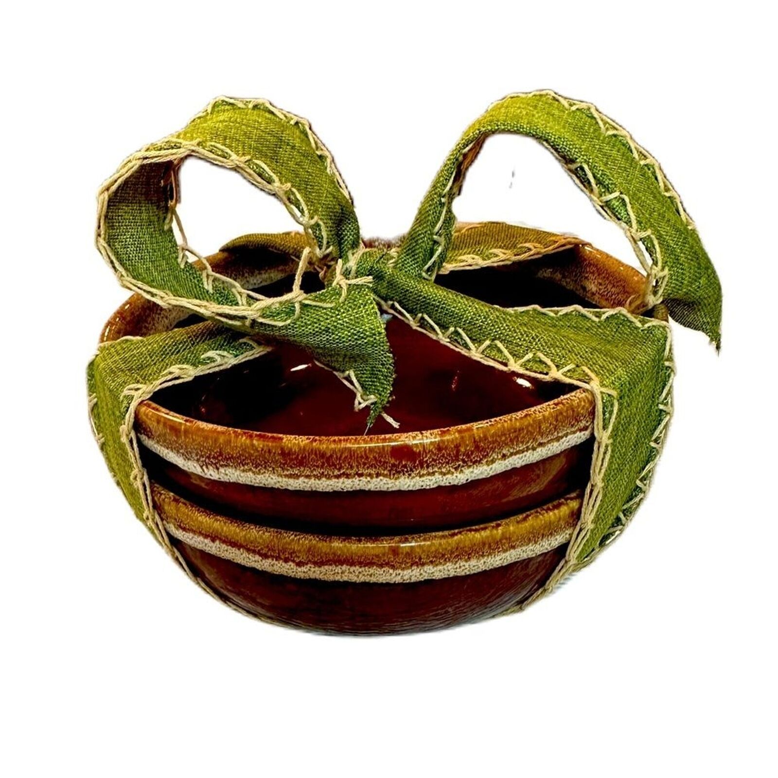 Vintage Today’s Home MCM Brown Drip Glaze Ceramic Pottery Bowls
