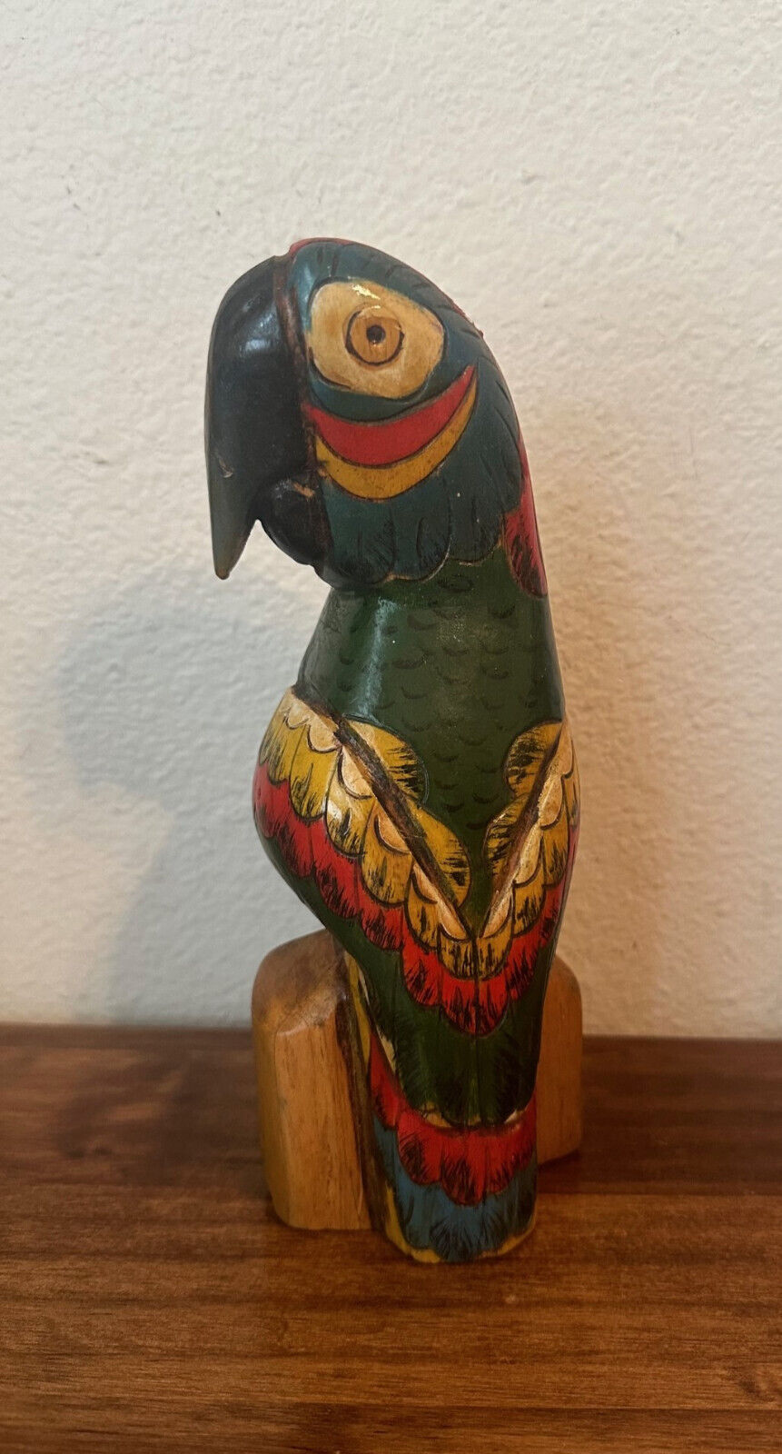 Vintage Hand Carved Wooden Tropical Bird PARROT Sculpture, Ecuador - 9\