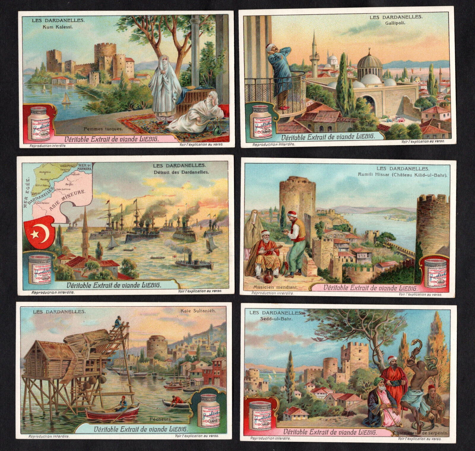 The Dardanelles Card Set Liebig 1911 Turkey Gallipoli Warships Asia Mosque Italy