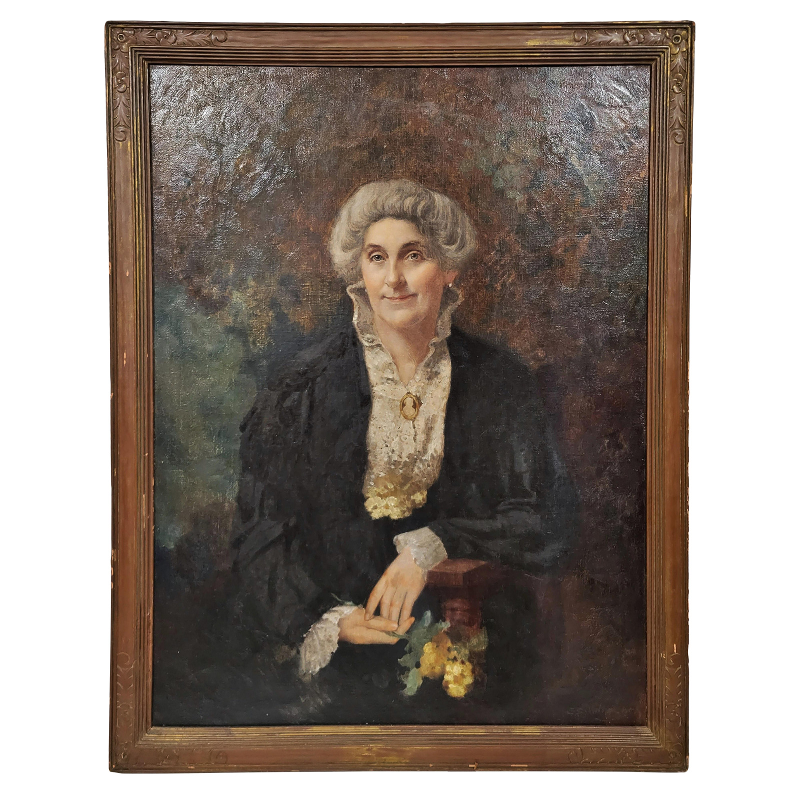 Antique AMERICAN 20thC Framed PORTRAIT Lady Woman OIL PAINTING by C.S. WILTSCHEK