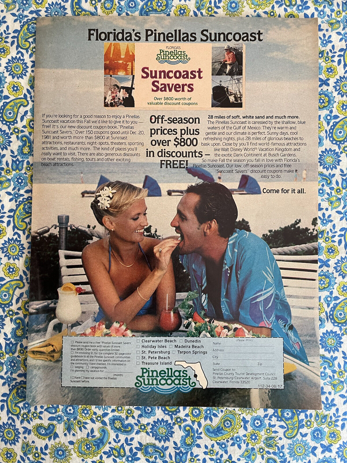 Vintage 1981 Florida Pinellas Suncoast Print Ad Travel Tourism