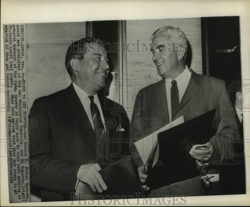 1960 Press Photo Washington Senators baseball brass Elwood Quesada, Ed Doherty