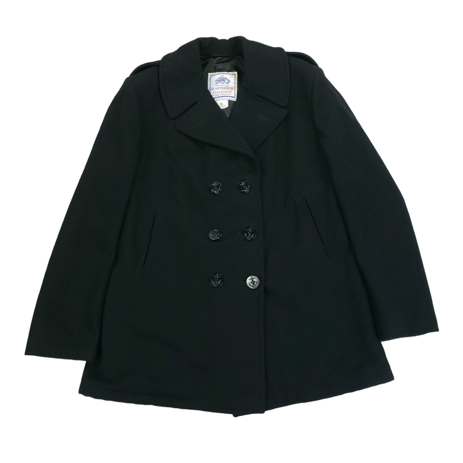 DSCP Quarterdeck US Navy Wool Pea Coat Military Overcoat Jacket Womens Size 18L