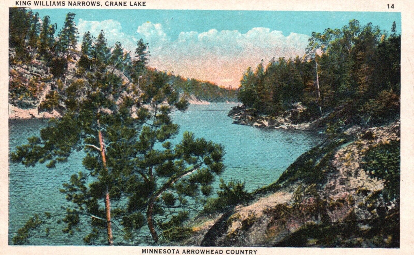 Postcard MN Arrowhead Country King Williams Narrows Crane Lake Vintage PC H5069