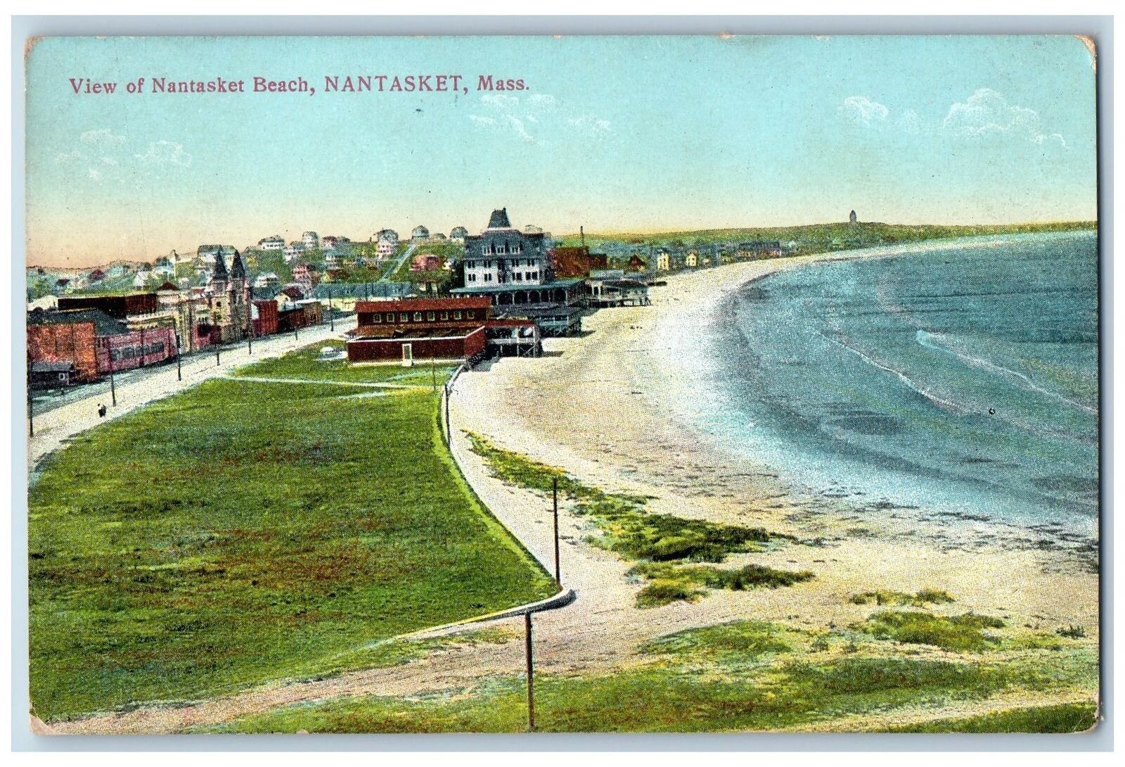 c1913 View Of Nantasket Beach Shoreline Nantasket Massachusetts Antique Postcard