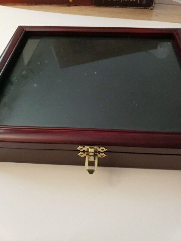 Brand New Cherry Finished Wood Display Box 12 X 10 For Pins/Medals Etc... 