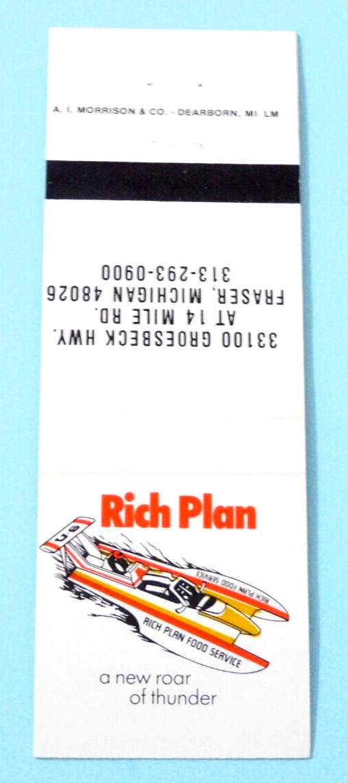 THE RICH PLAN FOOD SERVICE MATCHBOOK COVER * FRASER, MICHIGAN
