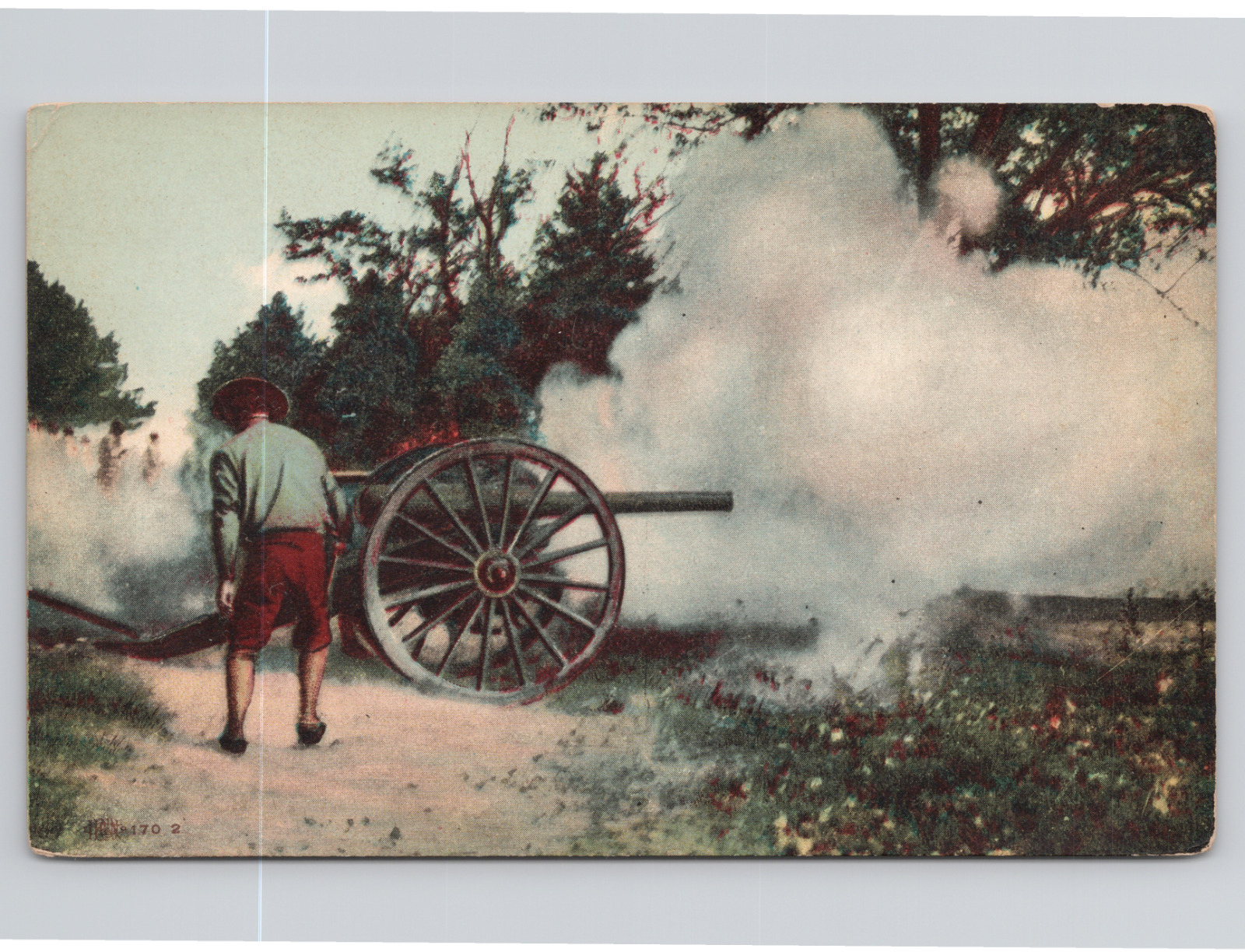 American Civil War Shooting Cannon Divided Back Postcard