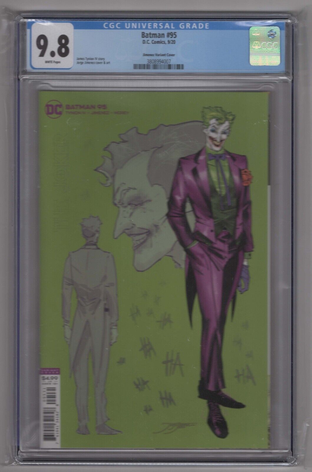 BATMAN #95 1/25 INCENTIVE JORGE JIMENEZ VARIANT COVER  CGC 9.8 JOKER PUNCHLINE