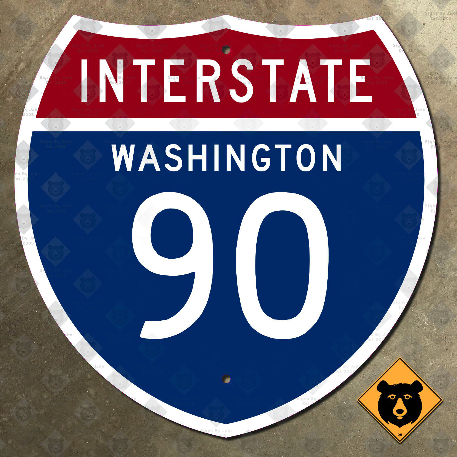 Washington interstate route 90 highway marker road sign 1957 Seattle Spokane 18\