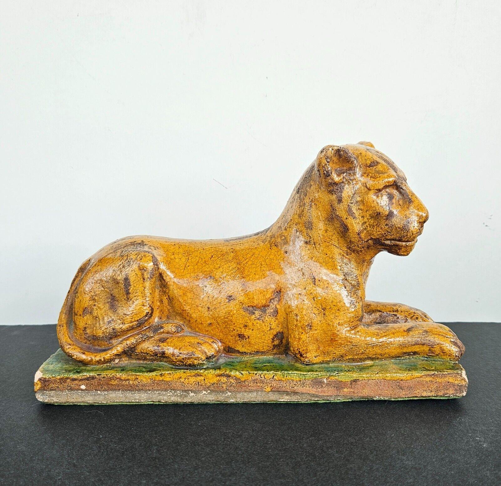 Vintage Italy Majolica Ceramic Figurine Lion