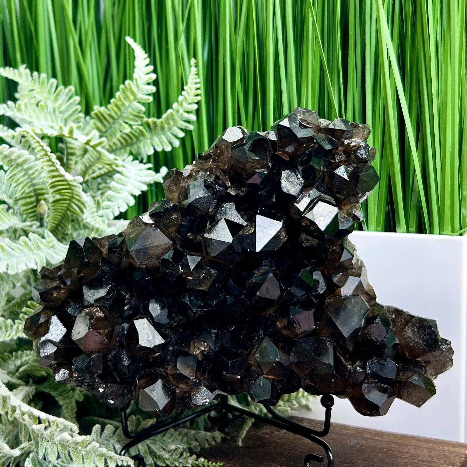 Smoky Quartz Cluster with Stand Heart Shaped Natural Crystal 1740g
