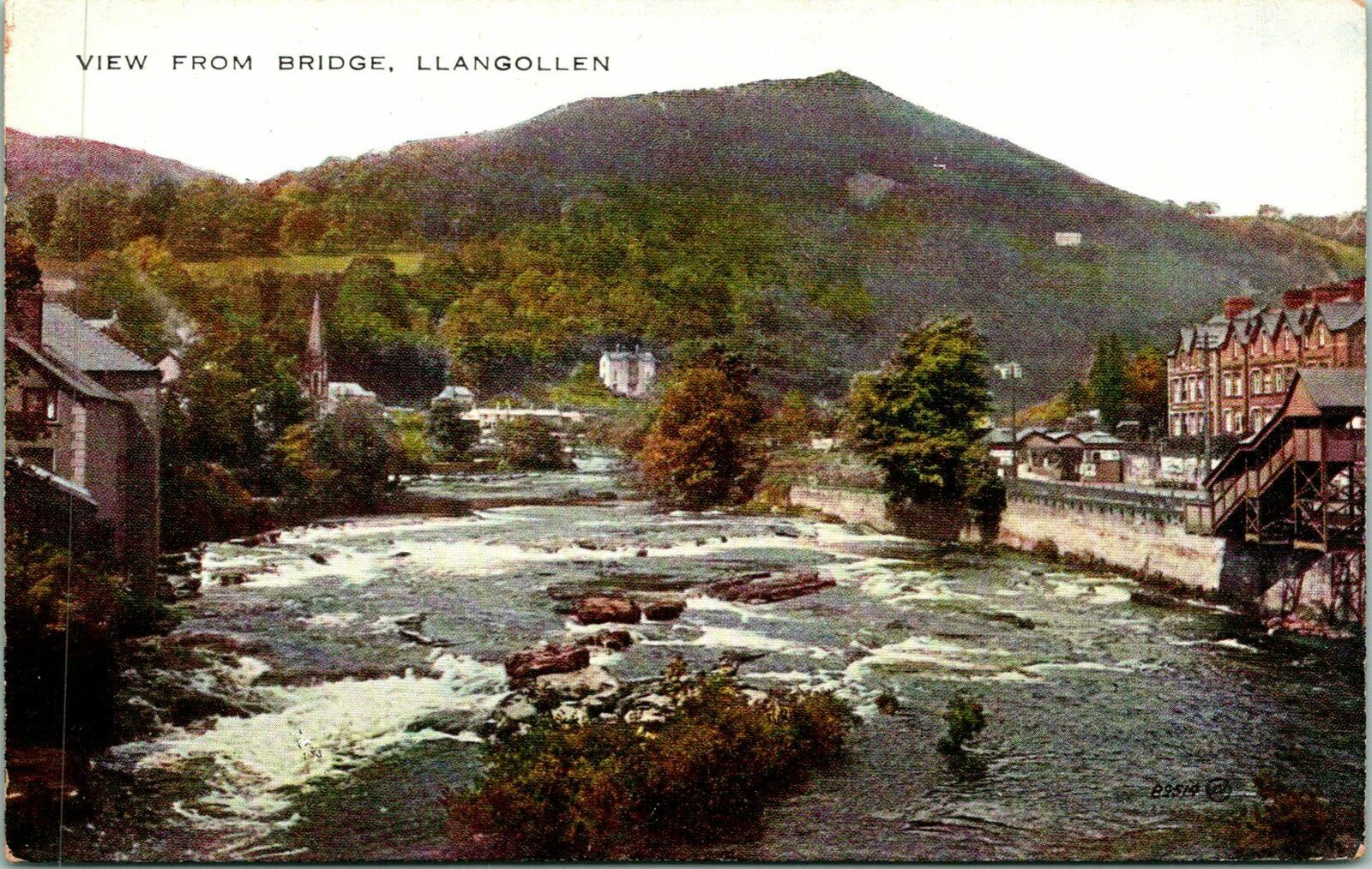 Llangollen View from Bridge City River Postcard unused (25743)