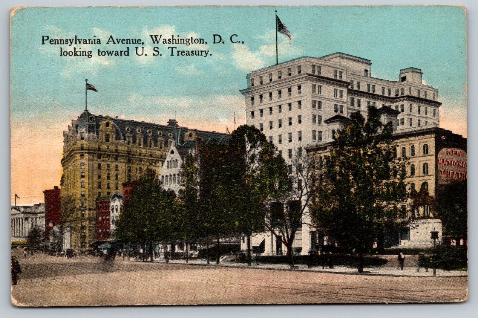 Pennsylvania Avenue From US Treasury Washington DC Postcard POSTED