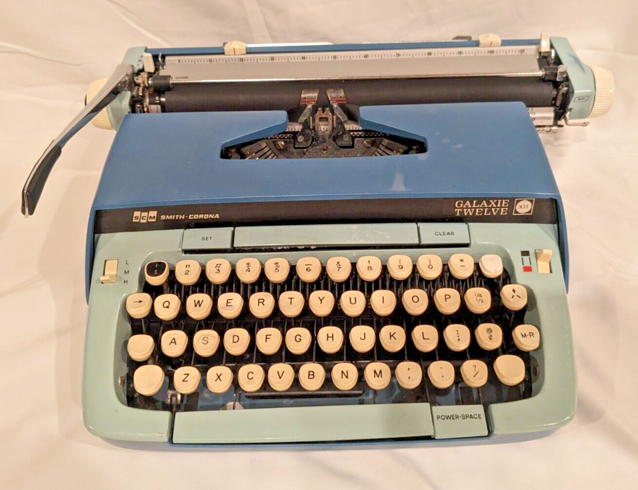 Vintage Retro Smith Corona Galaxie Twelve Atomic Blue Typewriter Tested & Works