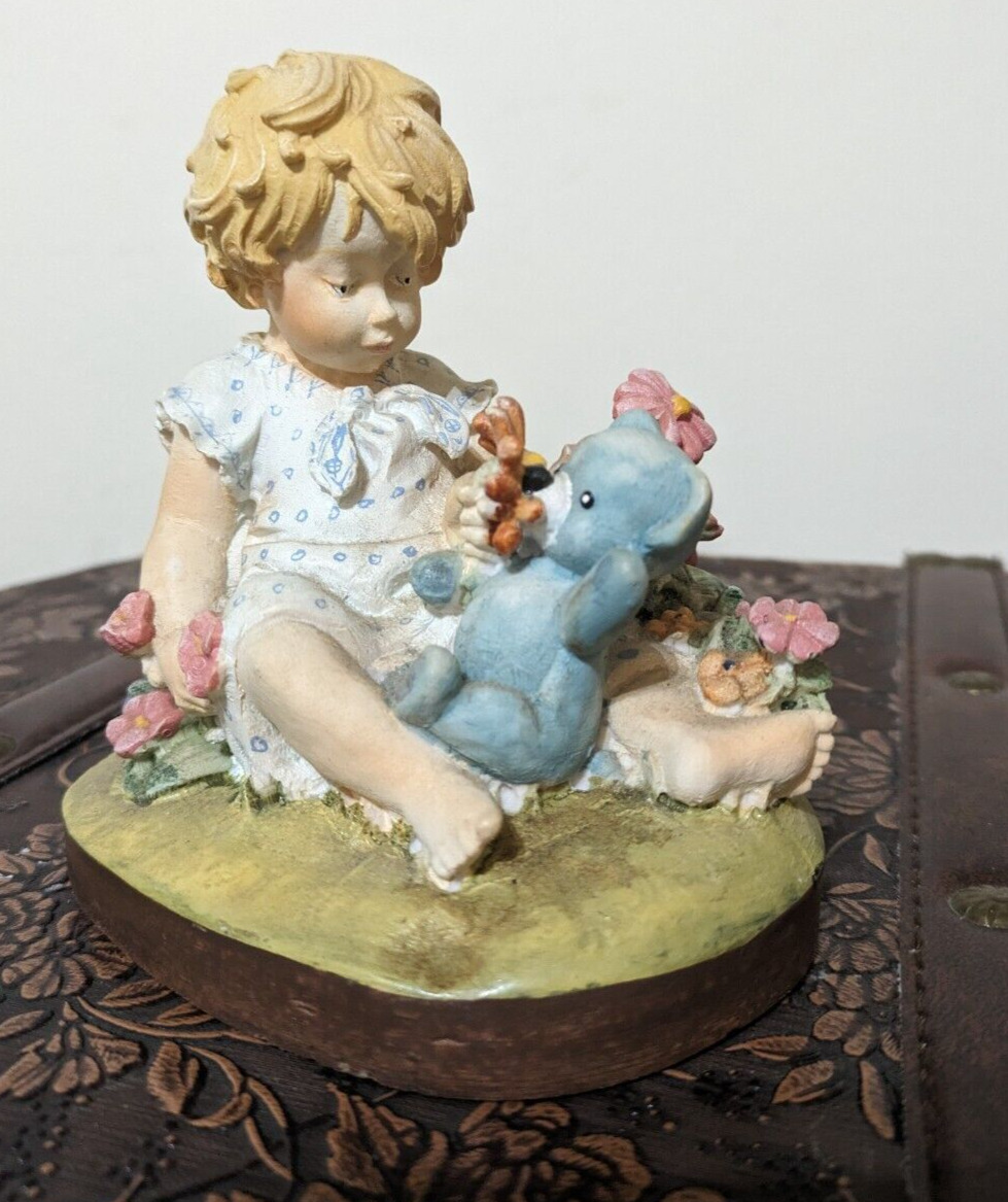 Vintage Dolfi Lisi Martin Hand Painted Little Girl & Teddy Bear 