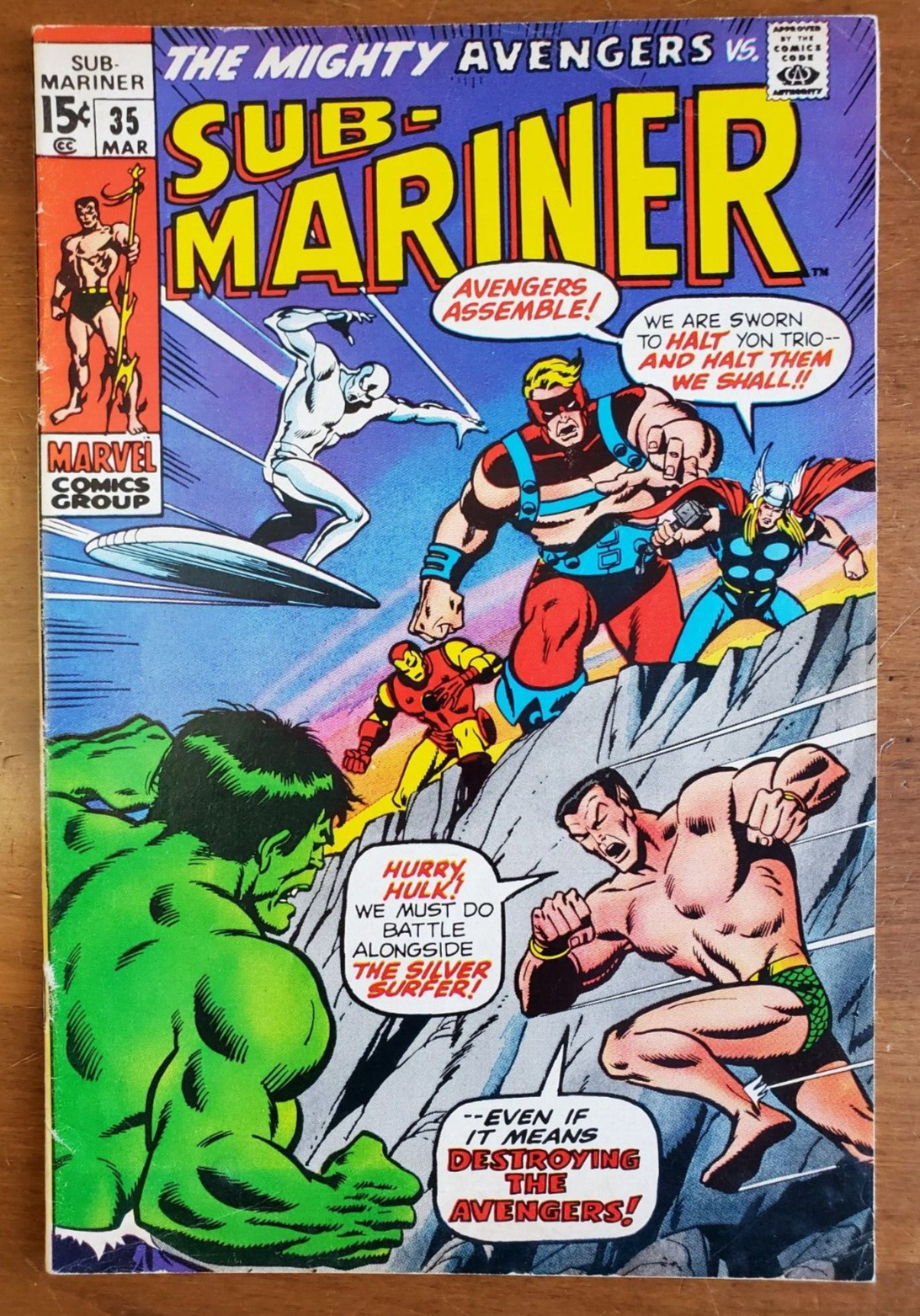 SUB-MARINER #35 (1971). VG/F range. Defenders vs. Avengers Bronze Age Marvel