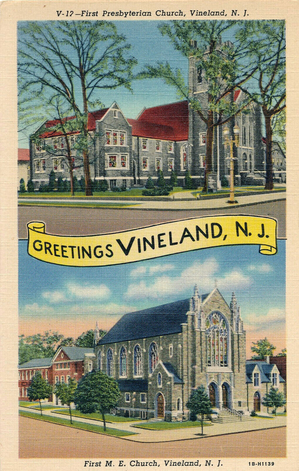 GREETINGS VINELAND, N.J. FIRST PRESBYTERIAN & FIRST M.E. CHURCHES- MULTI-VIEW PC