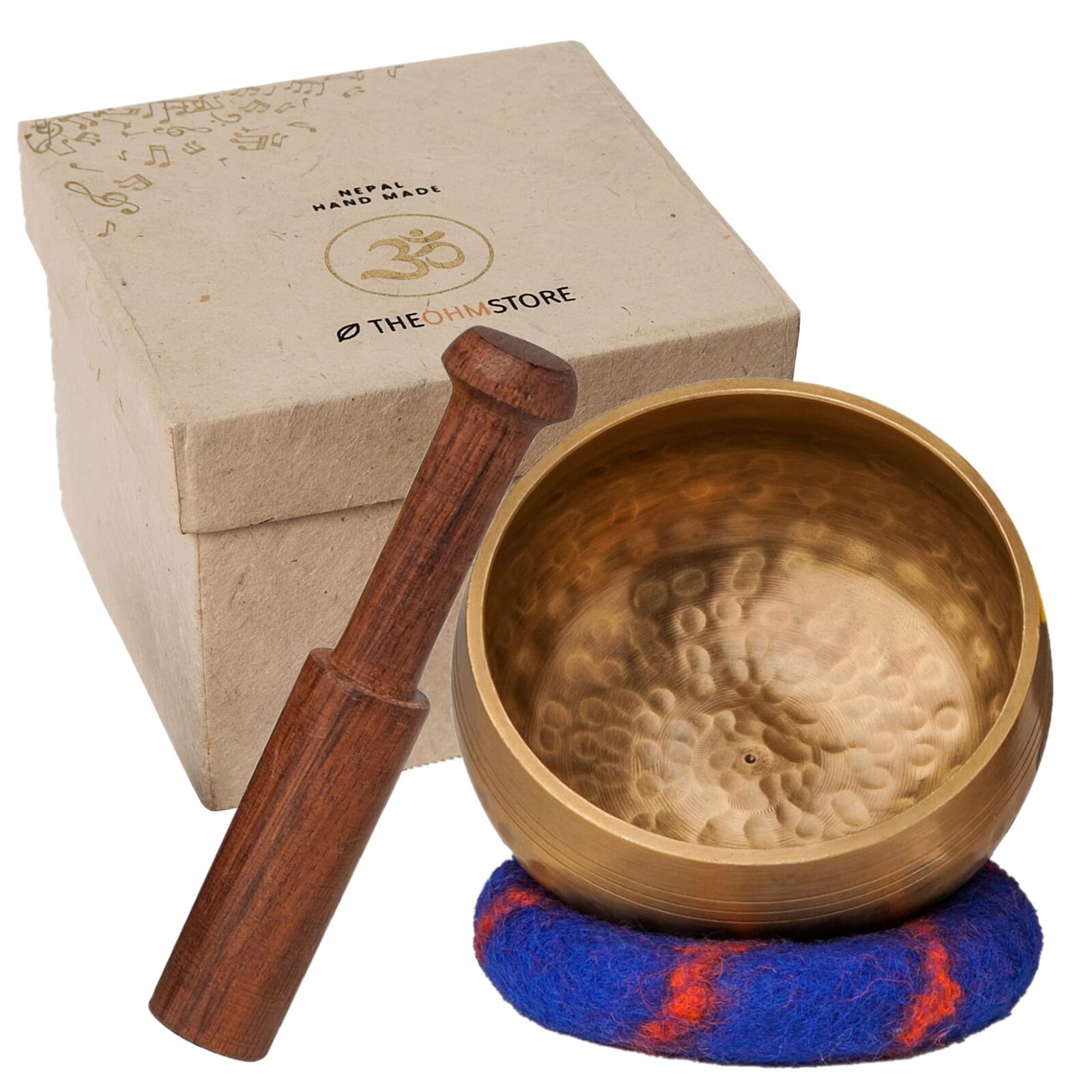 Tibetan Singing Bowl Set — Meditation Sound Bath Bowl and Wooden Striker with...