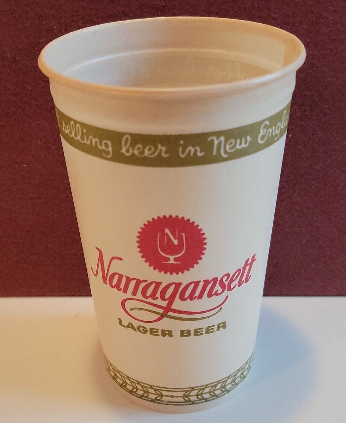 Vintage Narragansett Lager Beer Wax Cup 16 Oz Advertising Cranston, R.I. HTF