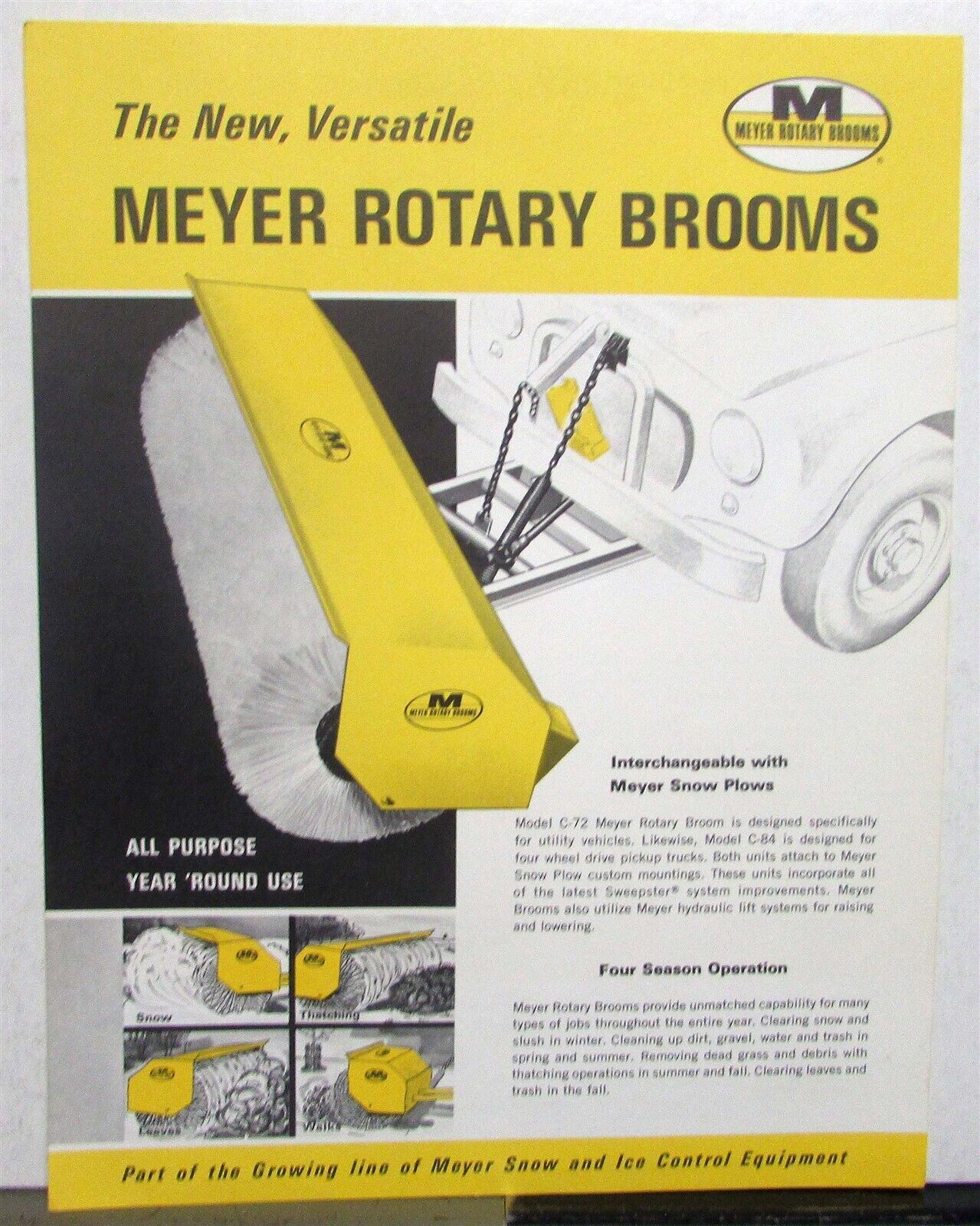 1960s Meyer Rotary Brooms New & Versatile Specs Sales Data Sheet