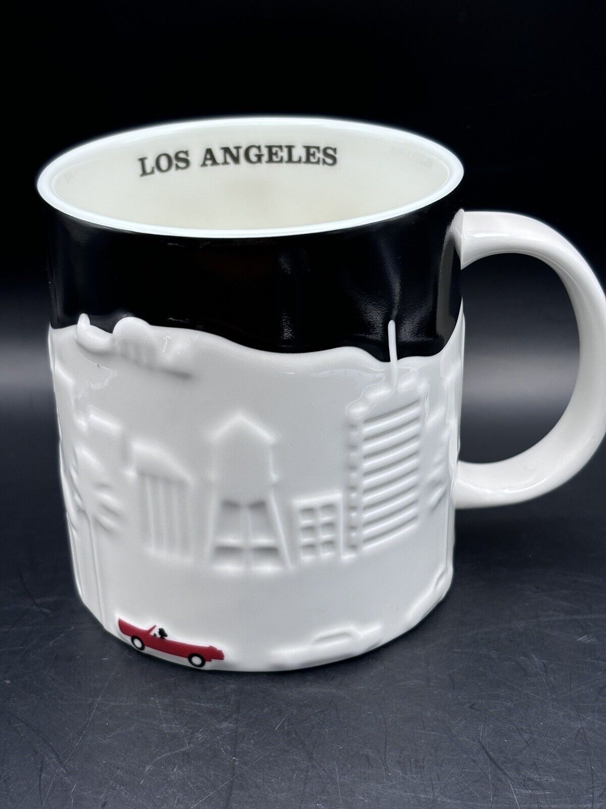 Starbucks Los Angeles 3D Black White Skyline Relief Coffee Tea Mug Cup 2012 NEW